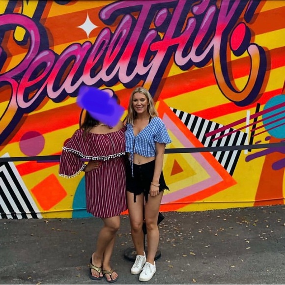 Revolve Privacy Please Flutter Sleeve Gingham Crop Shirt - Picture 3 of 3